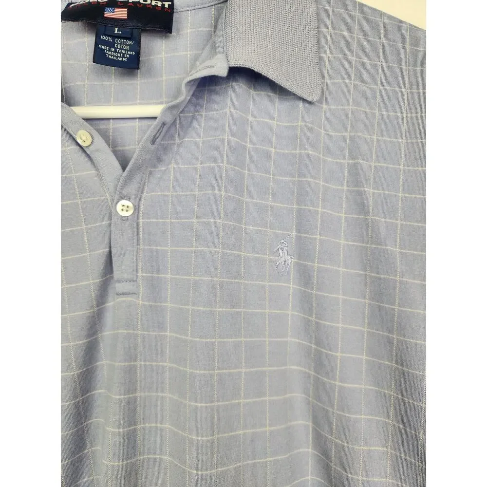 Vintage Polo Sport by Ralph Lauren Polo Shirt Men Large Purple Checkered
